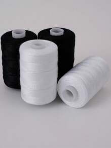 Juego de 1/2/4 piezas de 300m de hilo de coser de poliéster, fuerte y duradero, en negro y blanco para máquinas y costura a mano - en blanco y negro - Ver 11