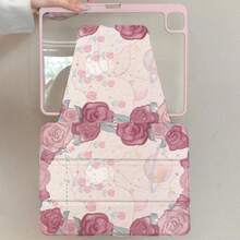 Khe cắm bút + Vỏ máy tính bảng xoay 720° tương thích với Ipad 9th/10th Air4/5/6, Galaxy Tab A8/S6 Lite10,4 inch/A7/A8/A9 8,7 inch A9+/S9FE Vỏ bảo vệ chống sốc bằng da PU họa tiết hành tinh màu hồng anh đào tình yêu, hỗ trợ chế độ Ngủ/Đánh thức tự động - Bụi hồng - Xem 8