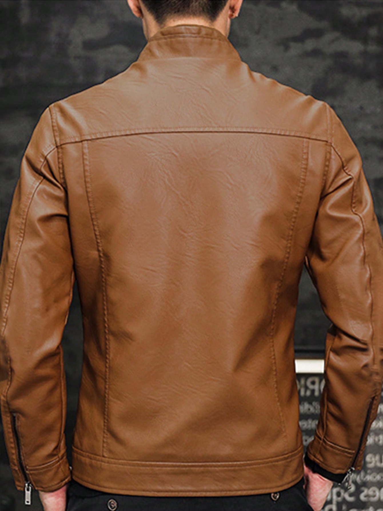 معطف جلد أسلوب صديق للرجال ، جاكيت ركوب رياضية للد...