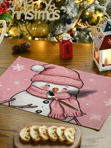 1 件/4 件/6 件冬季圣诞装饰餐垫，“你好冬天”，圣诞雪人与驯鹿亚麻餐垫，防尘垫，适用于家庭、餐厅、餐厅、餐桌装饰、家居摆设 - 彩色 - 查看 13