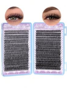 Lash Kit 720Pcs Lash Clusters Kit D Curl Cluster Eyelash Extensions Kit 30D+40D Individual Lashes Kit With Lash Bond And Seal Lash Tweezers DIY At Home By QUAFFLY (9-18mm) - 黑色 - 查看 8