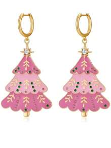 1 paar kerstoorbellen voor vrouwen, schattige kerstboomoorbellen, sierlijke vergulde hoepeloorbellen, hypoallergene kerstoorbellen, kerstsieraden voor vrouwen
