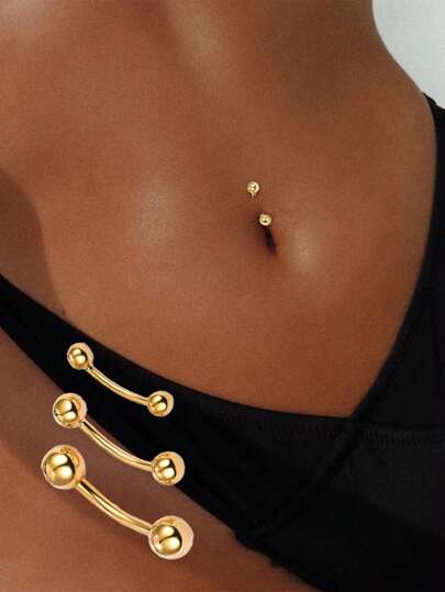 FOREVER QUEEN 1PC 925 Sterling Silver Belly Ring Round Bead Belly Button Nail Navel Ring Body Piercing Boby Jewelry For Women Girls