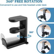 免钻桌夹挂钩耳机支架 360 度旋转耳机支架杂项收纳悬挂 - 均碼 - 查看 9