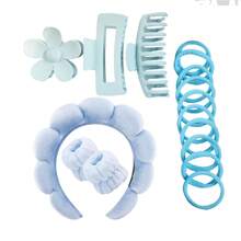 3Pcs/16pc/Set Spa Headband & Wristbands Set For Face Washing, Makeup And Skincare Headbands And Wristbands, Puffy Makeup Headbands For Face Washing, Mask, Skin Treatment, Hairdressing Accessories, Fluffy Cloud Shaped Head Band, Non Slip Head Hoop, Elastic Water Absorbent Wrist Towel, Suitable For Face Washing Skincare Make Up Spa Travel Essentials - Multicolor - View 25