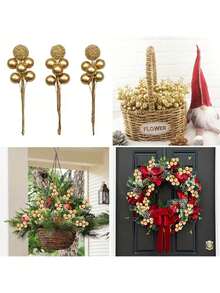 3 件圣诞人造浆果、圣诞树装饰、DIY 花环、适用于新年、节日、房间、家居装饰、氛围营造、桌面中心装饰、礼品包装配件、桌面装饰品、花园和庭院装饰道具 - 彩色 - 查看 7