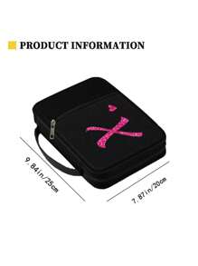 1 件圣经袋，首字母印刷 A-Z，圣经封面，圣经架，便携整理袋，带拉链和口袋，适用于标准尺寸圣经袋，用于圣经学习，圣经封面，花卉圣经盒，带手柄圣经袋，非常适合成人女性男性圣经学习（黑色）（拉链位置随机） - 黑色 - 查看 10