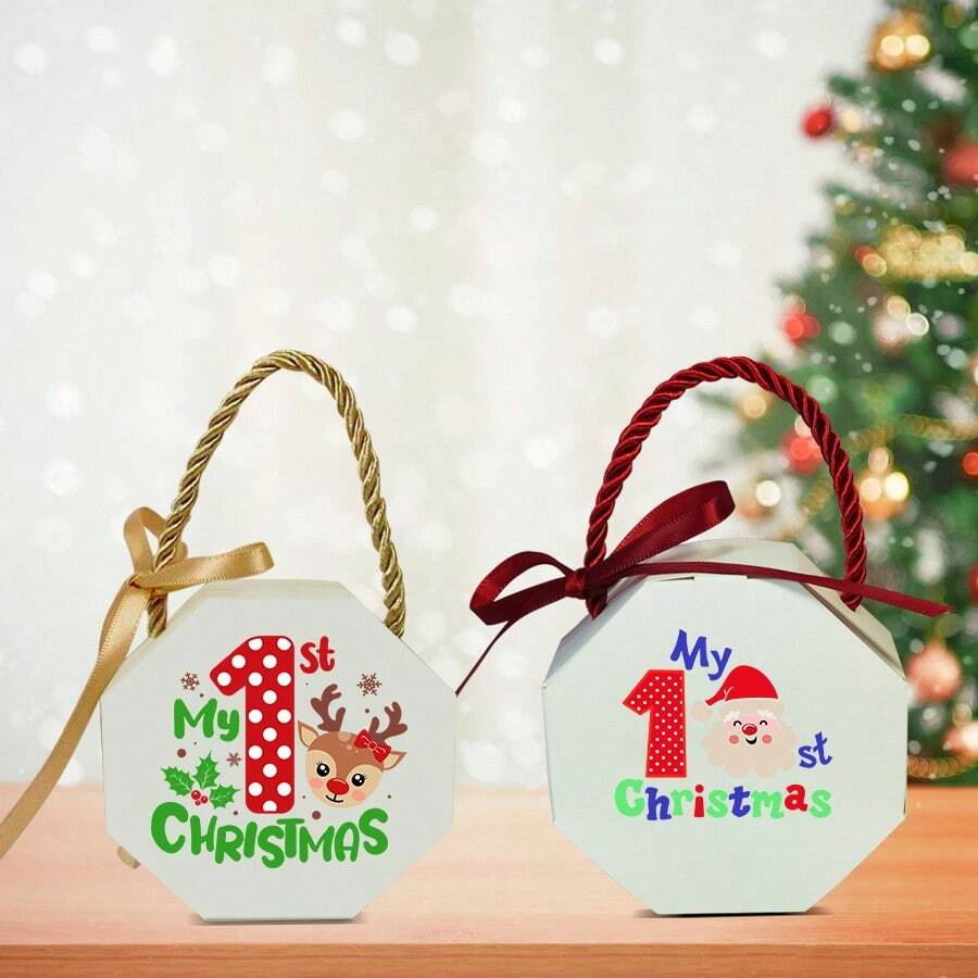 10 hộp quà Giáng sinh cá nhân hóa, hộp quà Giáng sinh, hộp đêm Giáng sinh, hộp quà Giáng sinh đầu tiên, túi đựng bánh quy, hộp kẹo Giáng sinh, tiệc Giáng sinh năm mới - hộp bát giác - Xem 1