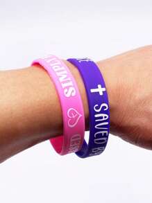 5pcs/10pcs/20pcs Set Assorted Color Bible Verse & Inspirational Phrase Silicone Bracelets, Suitable For Daily Wear And Gift-Giving