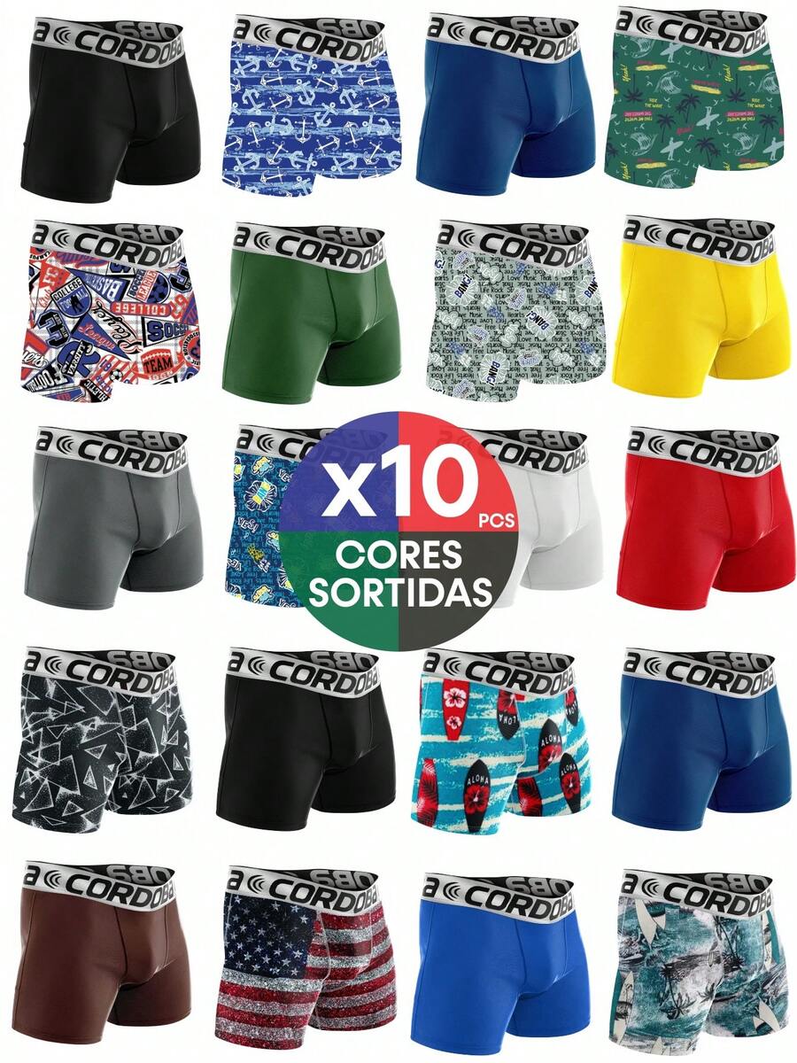 CORDOBA Kit Of 10 Microfiber Men's Boxer Briefs - Comfort And Style In Various Colors - Nhiều màu - Xem 1