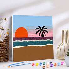 1 件带框数字油画卡通风景易于在画布上绘画亚克力工艺品极光图片可用作 DIY 礼物 20x20 厘米/7.87x7.87 英寸 - 彩色 - 查看 11