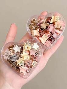 50 个/Opp 袋，纯色星星和水果可爱 ABS（ABS 树脂）发夹，适合女性日常生活，时尚热销，防毛躁发夹 - 顏色隨機 - 查看 4