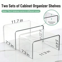 Clear Cabinet Organizer, Shelf Organizer 2 Sets For Kitchen Organizers And Storage, Display Pantry Cabinet Shelf, Room Decor Countertop Desk Organizer Shelves, Ideal For Spice Organization For Cabinet - 白色 - 查看 3