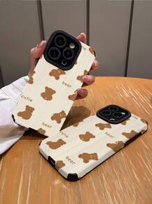 密熊图案垂直仿皮防摔防指纹防震软手机壳适用于苹果和各种型号 - 彩色 - 查看 2