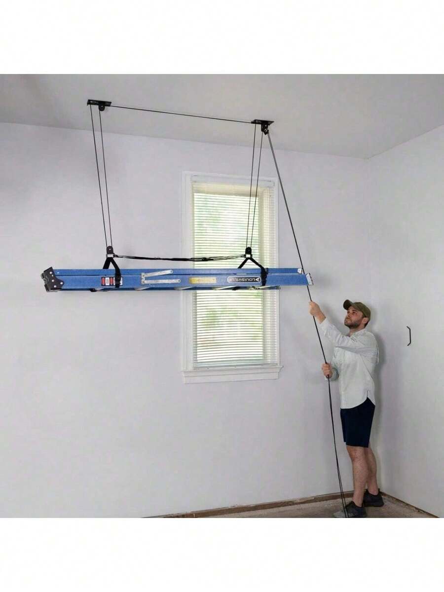 Pulley System, Garage Mount Hoist, Heavy Duty Hanging Organizer Holds