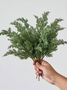 1 件人造松树叶树枝真实触感假绿叶松枝仿茎适用于 DIY 花环花环装饰和家庭花园装饰、情人节、生日毕业礼物 - 綠色 - 查看 6