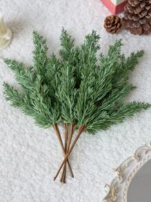 1 件人造松树叶树枝真实触感假绿叶松枝仿茎适用于 DIY 花环花环装饰和家庭花园装饰、情人节、生日毕业礼物 - 綠色 - 查看 7