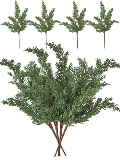 1pc Artificial Pine Leaves Branches Real Touch Fake Greenery Pine Sprigs Faux Stems Picks For DIY Garland Wreath Embellishing And Home Garden Decoration, Valentine's Day, Gift Gifts Birthday Graduation