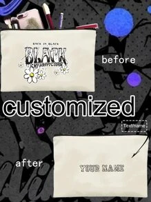 1 chiếc Túi cầm tay nữ làm theo yêu cầu, Túi đựng đồ trang điểm, Độc đáo, Nhỏ, Di động, Quà tặng, Dễ thương, In hình trái tim, Có thể gập lại, Sức chứa lớn, Ví đựng tiền xu, Có thể đựng điện thoại, Túi đựng đồ trong túi - Màu be - Xem 1