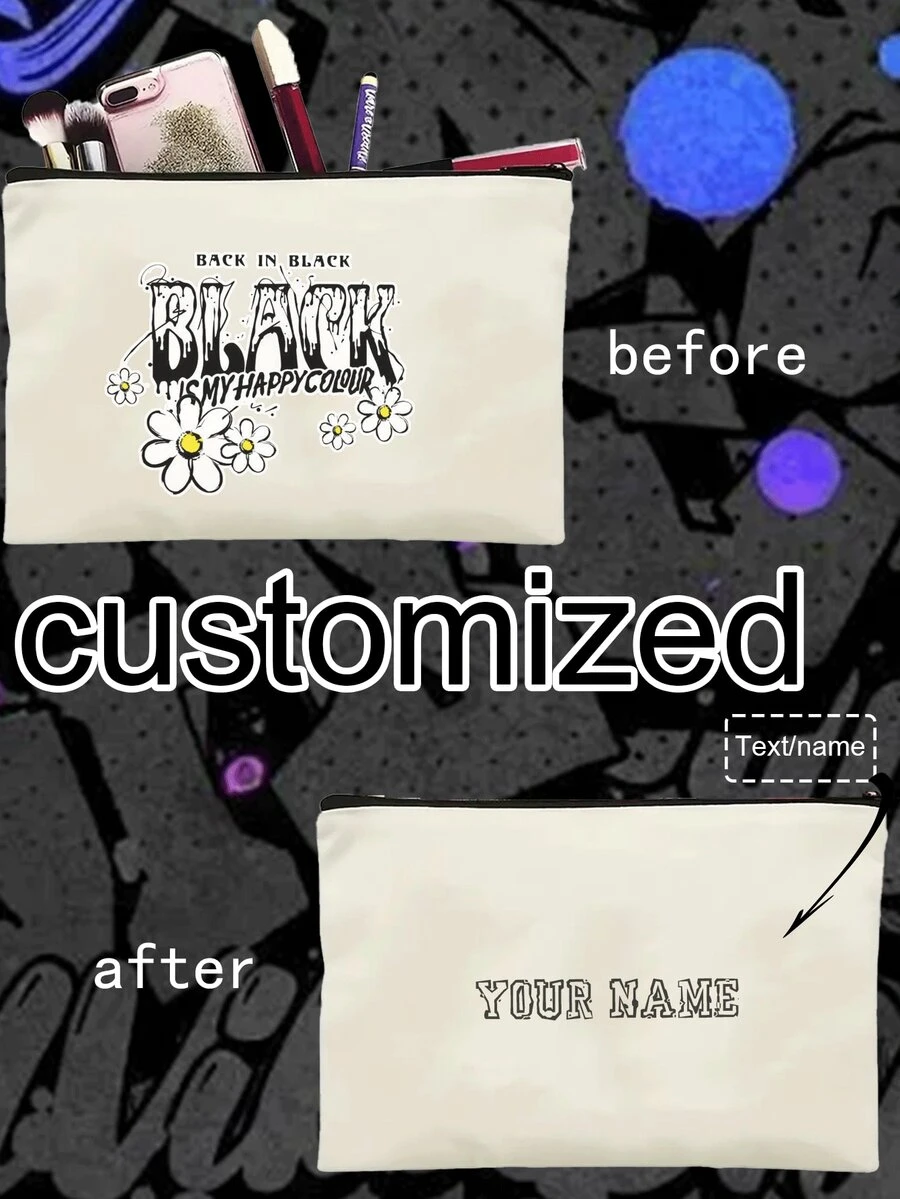 1 chiếc Túi cầm tay nữ làm theo yêu cầu, Túi đựng đồ trang điểm, Độc đáo, Nhỏ, Di động, Quà tặng, Dễ thương, In hình trái tim, Có thể gập lại, Sức chứa lớn, Ví đựng tiền xu, Có thể đựng điện thoại, Túi đựng đồ trong túi - Màu be - Xem 1