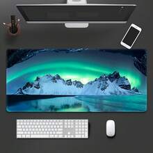 1 件风景冰山和绿色极光鼠标垫游戏鼠标垫多尺寸键盘桌垫橡胶防滑办公鼠标垫办公桌配件键盘桌垫适用于学校办公室礼物送给朋友和家人 - 多色 - 查看 2
