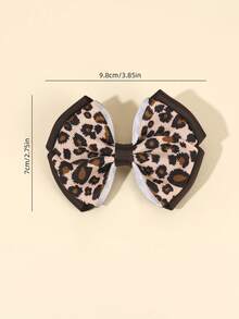 2 chiếc nơ cài tóc họa tiết da báo cho nữ kẹp tóc cá sấu nơ da báo kẹp tóc ruy băng grosgrain cho nữ kẹp tóc đuôi sam phụ kiện tóc cho nữ - màu nâu - Xem 5