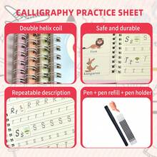 Bộ 4 quyển vở bài tập giáo dục sớm cho trẻ em, bao gồm bảng chữ cái tiếng Anh, từ ngữ, số, phép cộng và trừ, vẽ, kèm 1 bút bi, 4 bút thay thế và bút màu ngẫu nhiên - Quà tặng cho trẻ em vào dịp Giáng sinh, Lễ tạ ơn, Năm mới - Nhiều màu - Xem 5