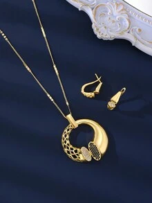 Bộ 5 chiếc vòng cổ và vòng tay bằng đá Zirconia đơn giản mạ vàng 18k hình học cho phụ nữ đeo hàng ngày - Vàng - Xem 7