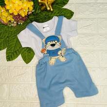 Baby Boy's Summer  Themed Overall Set - 2-Piece Tiger Print Jumpsuit - Màu xanh lam - Xem 1