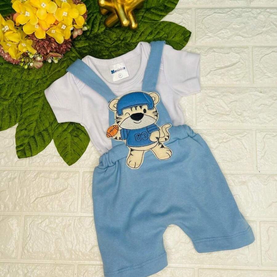 Baby Boy's Summer  Themed Overall Set - 2-Piece Tiger Print Jumpsuit - Màu xanh lam - Xem 1