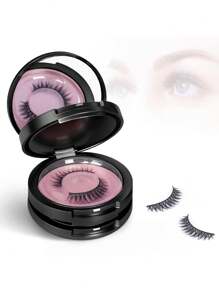 睫毛收纳盒 2/3 层圆形睫毛盒带镜子空旅行睫毛收纳盒收纳盒（不含假睫毛）适合女士和女孩