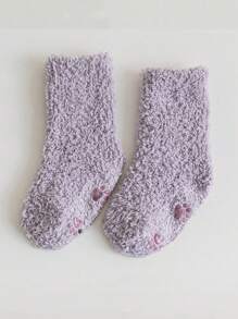 1 Pair Coral Fleece Thick Non-Slip Floor Socks For Babies, Toddler Crew Socks For Indoor Wear, Autumn/Winter - Multicolor - View 28