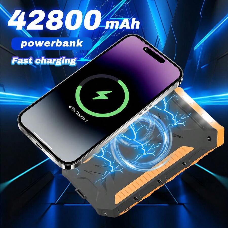 Super 42800mAh 4 USB Portable Charger Solar Power Bank Flashlight For
