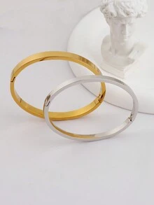 2 件不锈钢手链，用途广泛且易于佩戴，可与任何服装搭配，送给亲人和朋友的礼物 - 金色 - 查看 4