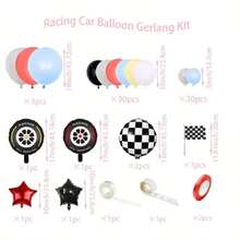 Bộ 130 quả bóng bay chủ đề xe đua, bóng bay lá nhôm lốp xe, trang trí tiệc sinh nhật, quà tặng lễ Phục sinh cho bé trai - Nhiều màu - Xem 2