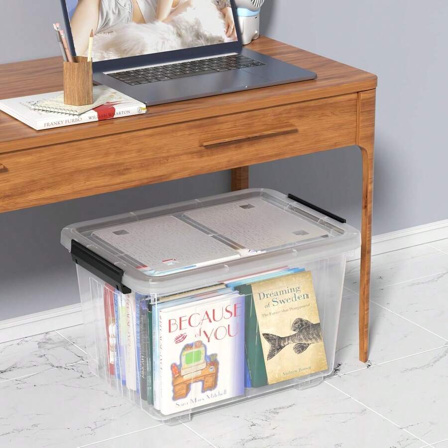 30 Quart Storage Boxes With Wheels, 4Pack Clear Plastic Storage Bins