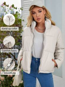 Women's Casual And Stylish Commuter Stand Collar Coat For Fall And Winter