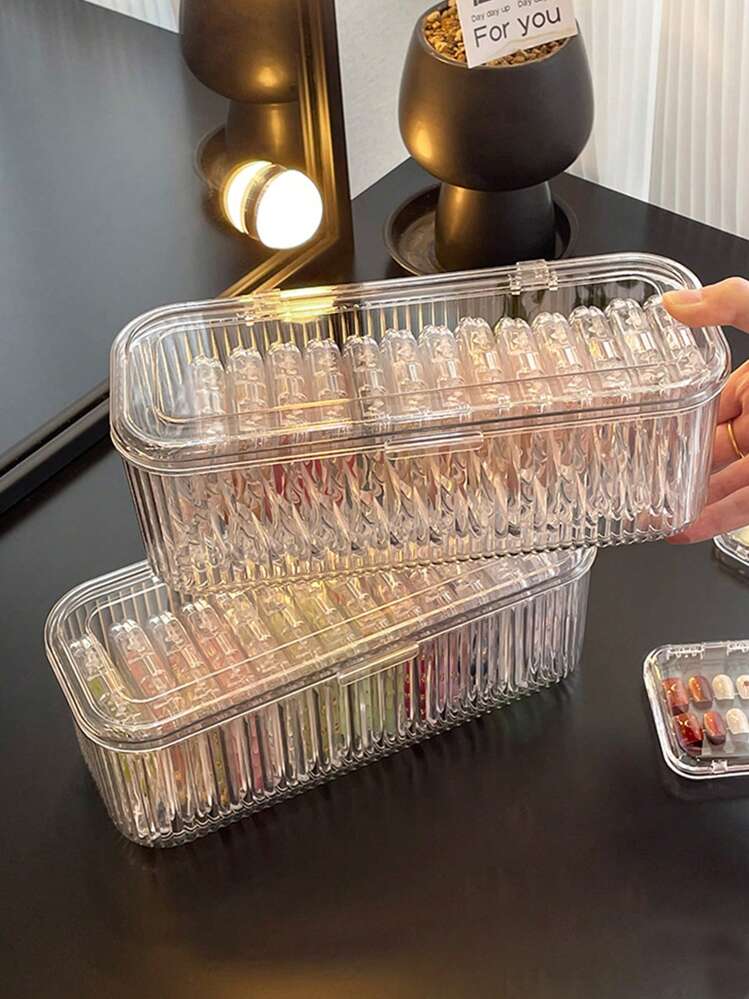 1PC Acrylic Nail Storage Organizer Box - Transparent Plastic Countertop Makeup Case With Lightweight Design - Unfinished Finish, No Electricity Needed,For Holiday Beach, Bathroom Collection, Bedroom Collection, Large Capacity - Multicolor - View 4