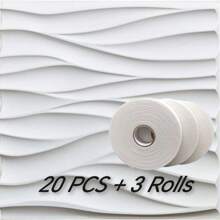 NKEN Panouri de perete 3D artistice cu model liniar. 29,4 x 29,4 cm, alb mat/negru. Material, inodor, ușor, ușor de instalat, rezistent la foc, impermeabil și la umezeală, potrivit pentru decorarea pereților în case, camere, băi, dormitoare și camere de zi. Ziua Mamei.