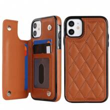 AWQUER 钱包手机壳适用于 16 15 14 Plus 13 12 11 Pro Max 8 7 Plus SE 5G 2020 2022 带信用卡插槽支架，PU 皮革手机壳适用于 Galaxy S24 S23 S22 S21 S20 FE Note 20 Ultra 10 Plus A55 A35 A25 A15 A54 A14 A73 A53 A13 A72 A52 A22 A12 A71 A51 A70 A50 S 4G 5G 支架防震带 RFID 屏蔽手机袋保护套 - 棕色 - 查看 11