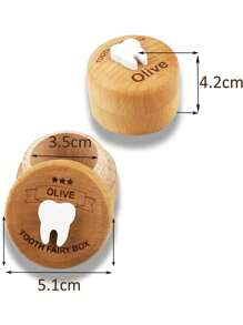 1 Pc Customized Tooth Fairy Box For Tooth Holder Wooden Saver Organizer Storage Box For Boys Girls Lost Teeth Birthday Present - Brown - View 2