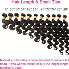 波浪卷发束 人发 未加工巴西处女发束 接发 1 束 不脱落 波浪卷发束 人发 自然发色 女士适用 - Natural Black - 查看 11