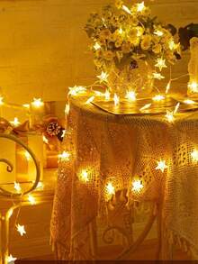 星形灯串电池供电 - 10 个 LED 星形仙女灯串带定时器，防水，适用于室内卧室帐篷阁楼床露台派对婚礼装饰，暖白色 - 彩色 - 查看 3