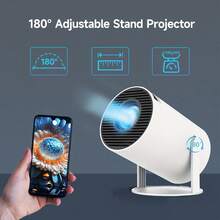 迷你 Wifi 6 无线蓝牙 5.0 投影仪，Android 11.0 操作系统，自动梯形校正，180° 旋转便携式户外投影仪，130 英寸显示屏，兼容智能手机/PC/笔记本电脑，4K 家庭影院投影仪 - 查看 8