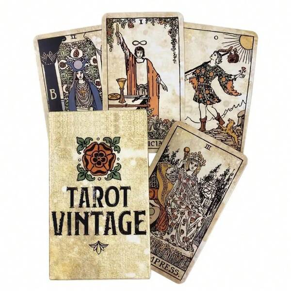 1pc Vintage Deck Of Tarot Cards, Fun And Predictive Board Games, Card Games For Holiday Parties And Outdoor Trips, And Christmas Gifts