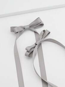 2个芭蕾舞风格长款飘带蝴蝶结发夹，时尚可爱发饰，适合女性在任何场合佩戴，情人节、情人节爪夹、发卡、发夹、学生用品、优雅、学院风、冬季女性装扮、蝴蝶结、头饰、发夹 - 灰色 - 查看 3