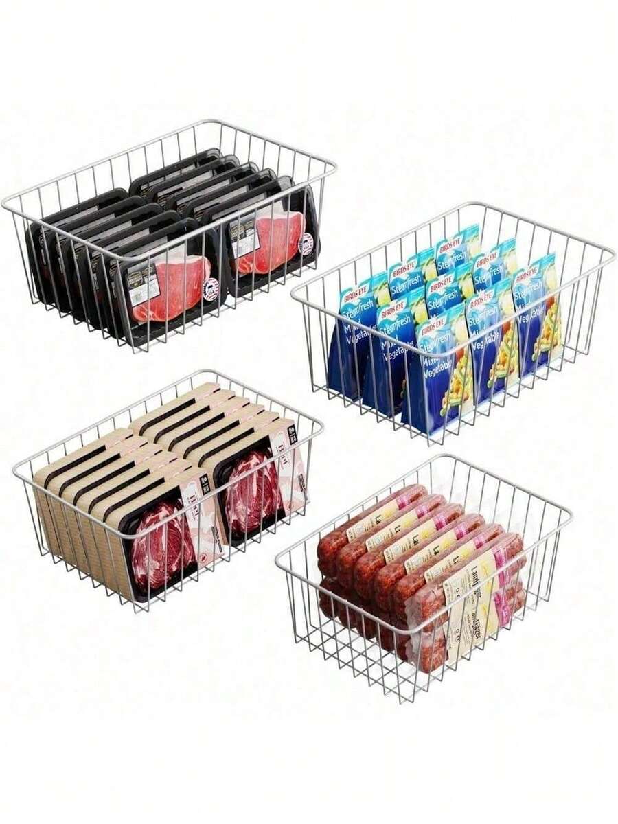 Freezer Organizer Bins 4 Pack Medium Upright Freezer Baskets For 14