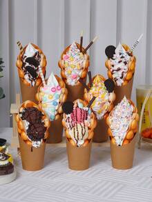 15 chiếc/bộ, cốc nghiêng, cốc chiên, cốc chiên giấy, đĩa đựng đồ ăn nhẹ, hộp đựng bánh nướng xốp bằng giấy, dụng cụ làm bánh tự làm, cốc đa chức năng, thích hợp cho gia đình và ngoài trời - Nhiều màu - Xem 1