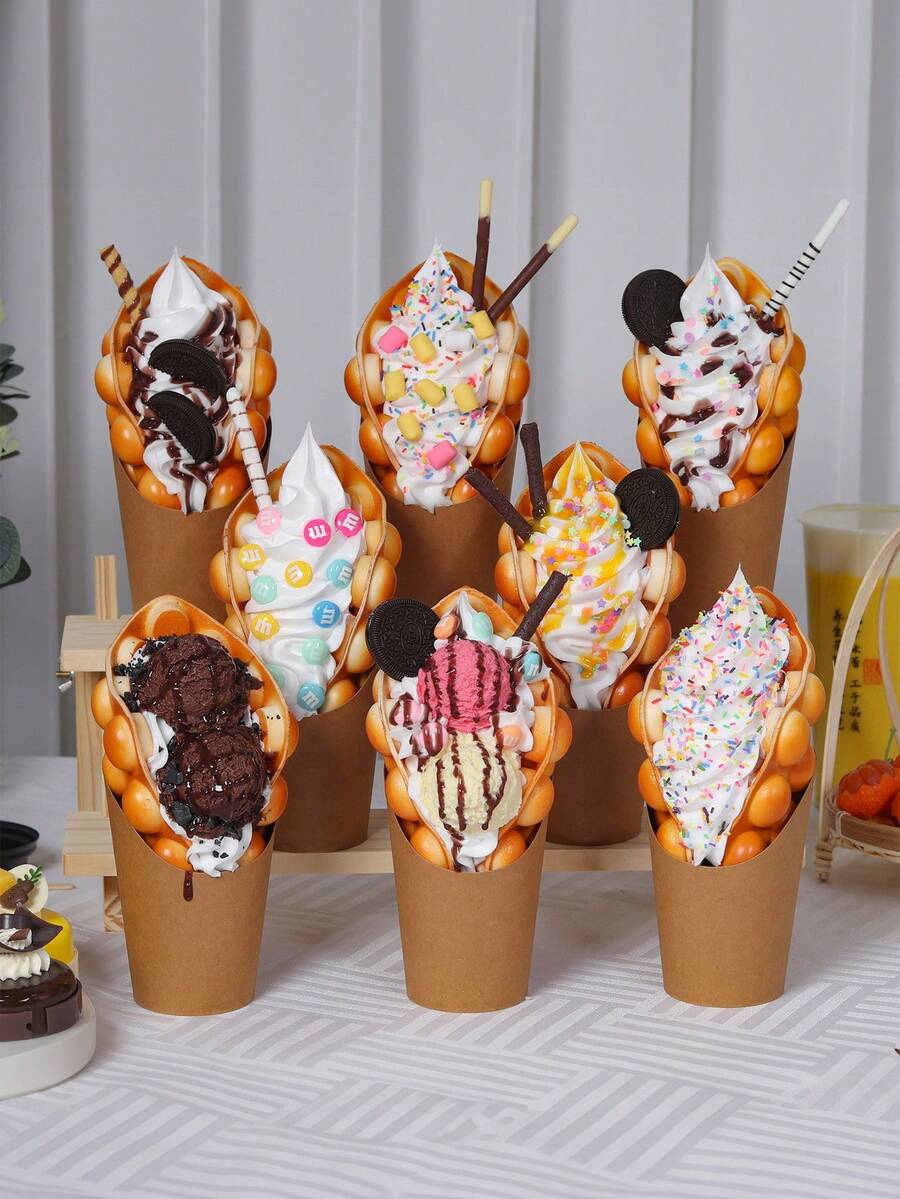 15 chiếc/bộ, cốc nghiêng, cốc chiên, cốc chiên giấy, đĩa đựng đồ ăn nhẹ, hộp đựng bánh nướng xốp bằng giấy, dụng cụ làm bánh tự làm, cốc đa chức năng, thích hợp cho gia đình và ngoài trời - Nhiều màu - Xem 1