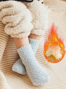 1 Pair Coral Fleece Thick Non-Slip Floor Socks For Babies, Toddler Crew Socks For Indoor Wear, Autumn/Winter - Multicolor - View 18